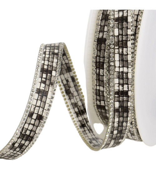 10m reel Iron-on stone braid combo 13 mm Black and white