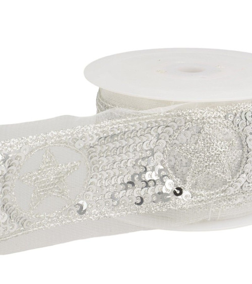 10m reel Star sequin braid 50 mm Silver