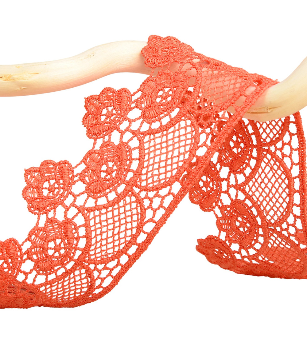 Spool 13.7m guipure flowers 45mm Orange