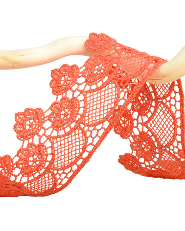 Bobina 13,7m flores guipur 45mm Naranja
