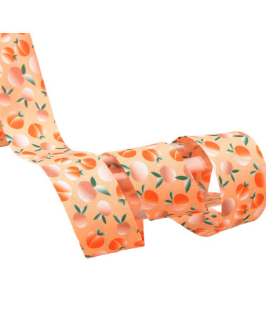 Spool of 30m fancy fruit bias binding 27mm Apricots