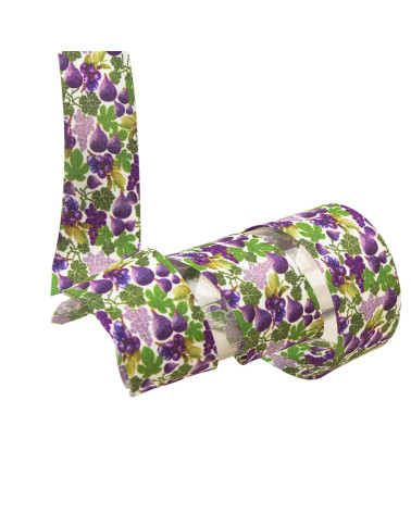 Bobine 30m biais fantaisie fruits 27mm Figues et raisins 