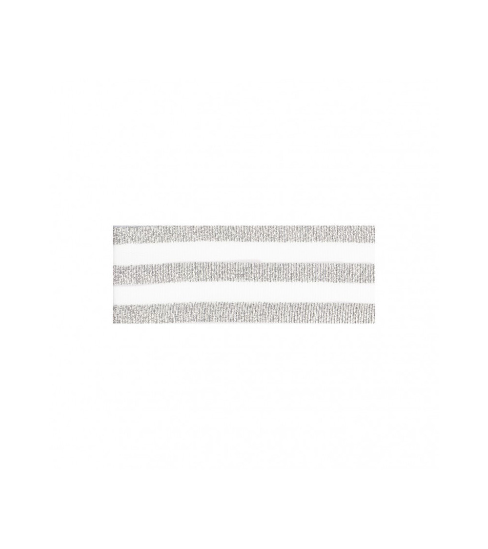 Bobine 25m Galon bandes argent/blanc