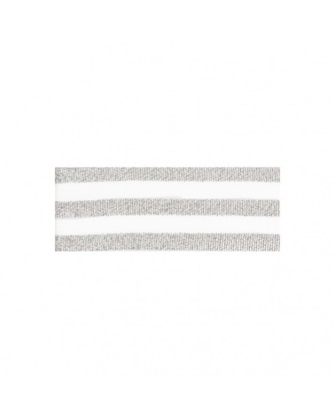Bobine 25m Galon bandes argent/blanc