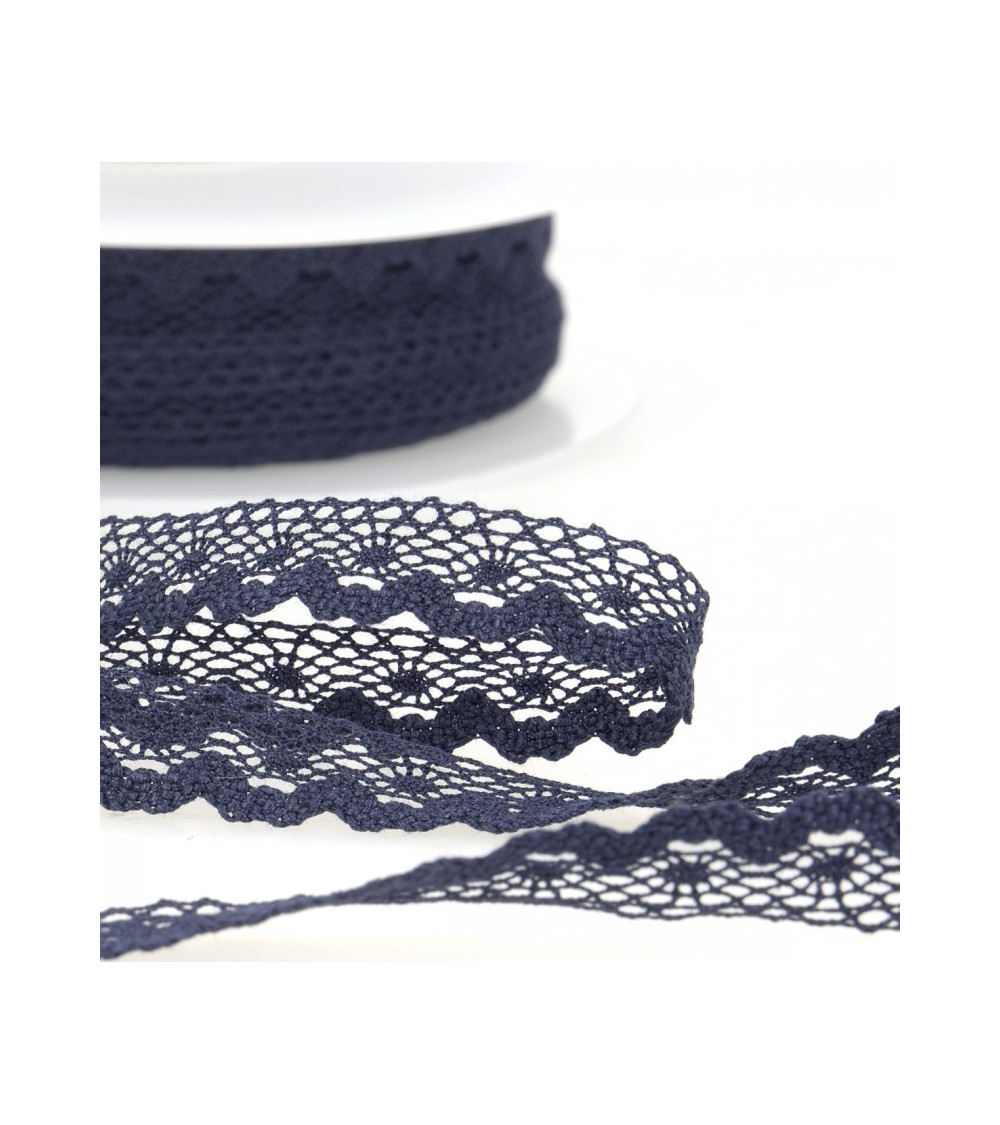 30m spool of cotton lace 13mm navy