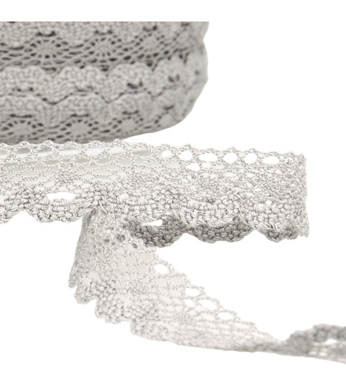 30m spool of cotton lace 13mm medium gray