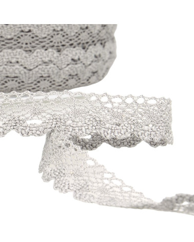 Spool 30m cotton lace 13mm medium gray