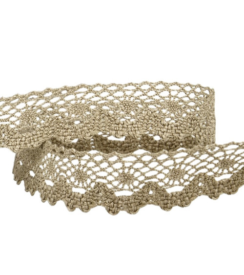30m spool of cotton lace 13mm taupe