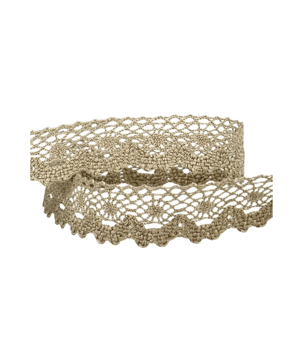 30m spool of cotton lace 13mm taupe