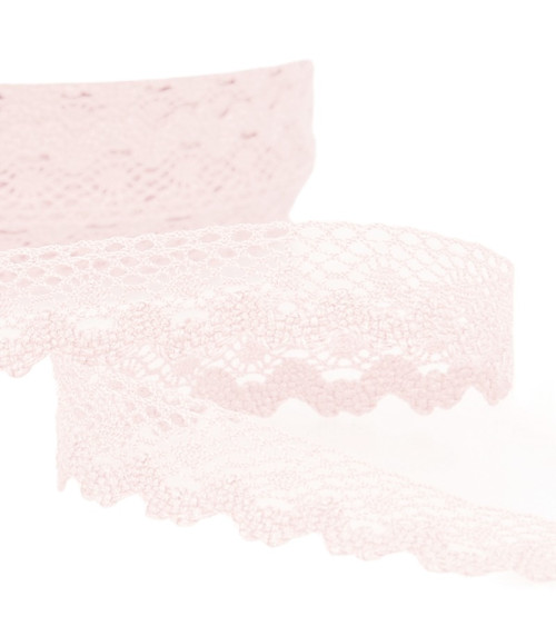 Bobine 30m Dentelle coton 13mm rose clair