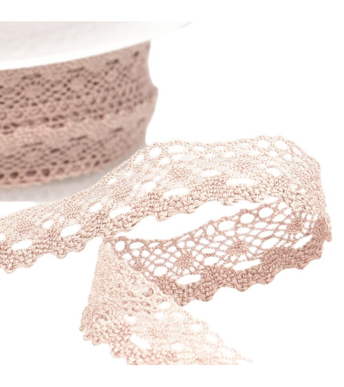 30m spool of cotton lace 13mm old pink