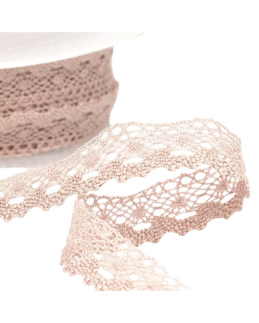 30m spool of cotton lace 13mm old pink