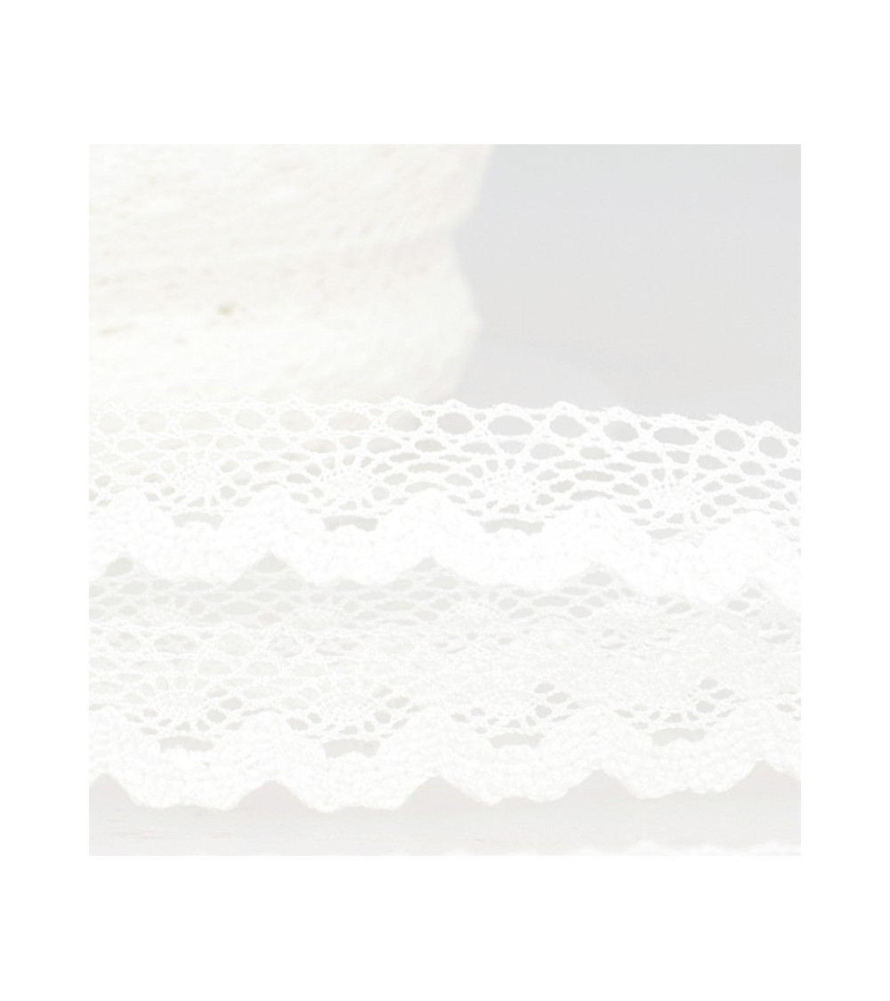 Bobine 30m Dentelle coton 13mm blanc