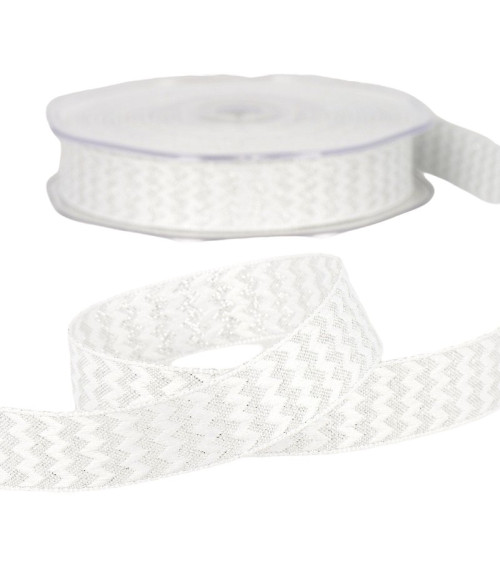 Spool of White metal zigzag ribbon