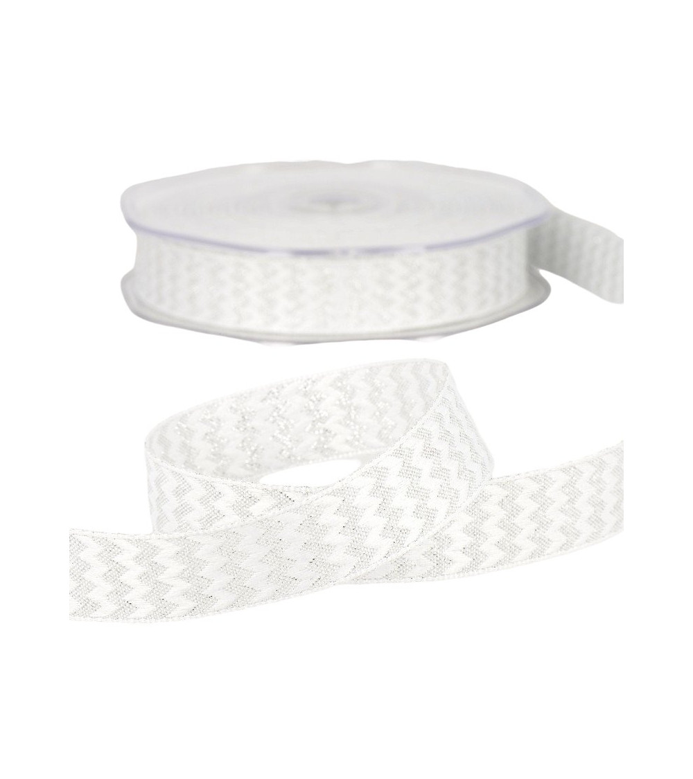 Spool of White metal zigzag ribbon