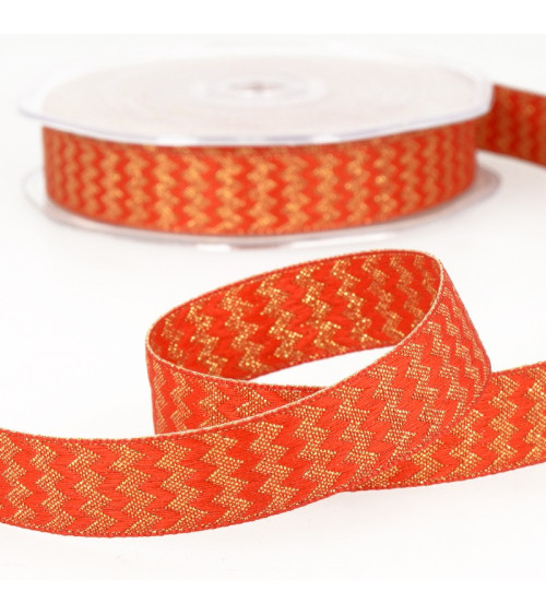 Spool of metal zigzag ribbon Red