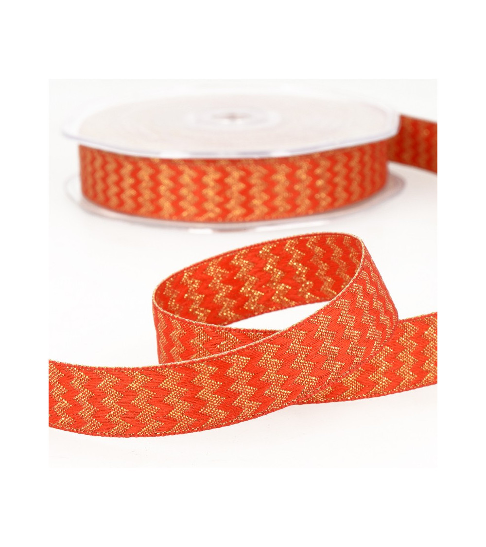 Spool of metal zigzag ribbon Red