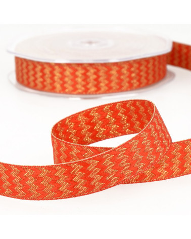 Red metal zigzag ribbon reel