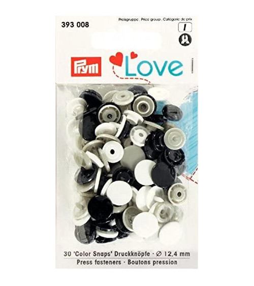 Prym Love Boutons pression plastique 12.4mm marine/gris/blanc