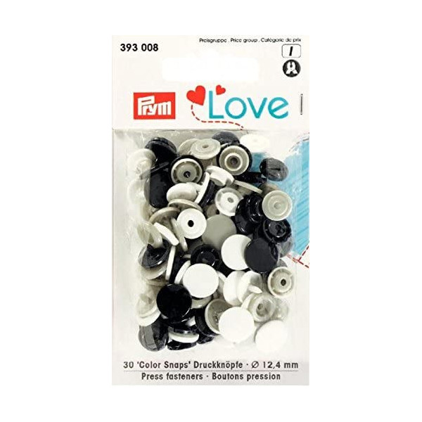 Prym Love Boutons pression plastique 12.4mm marine/gris/blanc