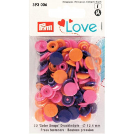 Prym Love Boutons pression plastique 12mm orange/fuchsia/violet