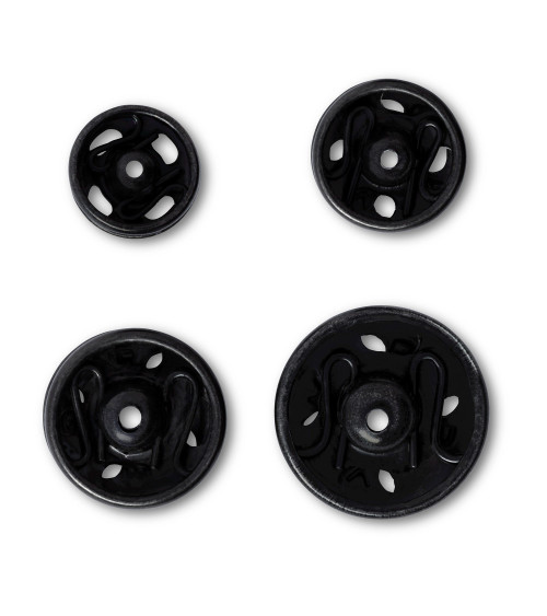 Assortment of 20 brass sewing snap buttons 6-11 mm black Prym