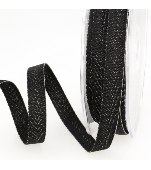 15m spool Black metal chevron ribbon