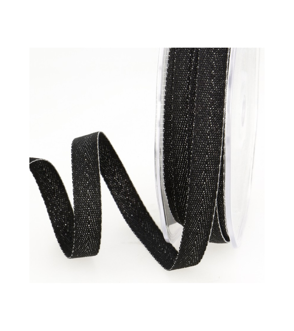 15m spool Black metal chevron ribbon