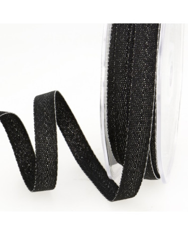 15m spool Black metal chevron ribbon