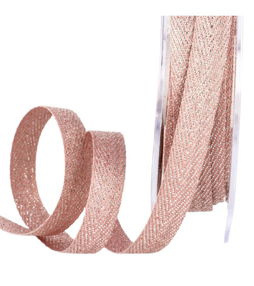 15m spool Light Pink metal chevron ribbon