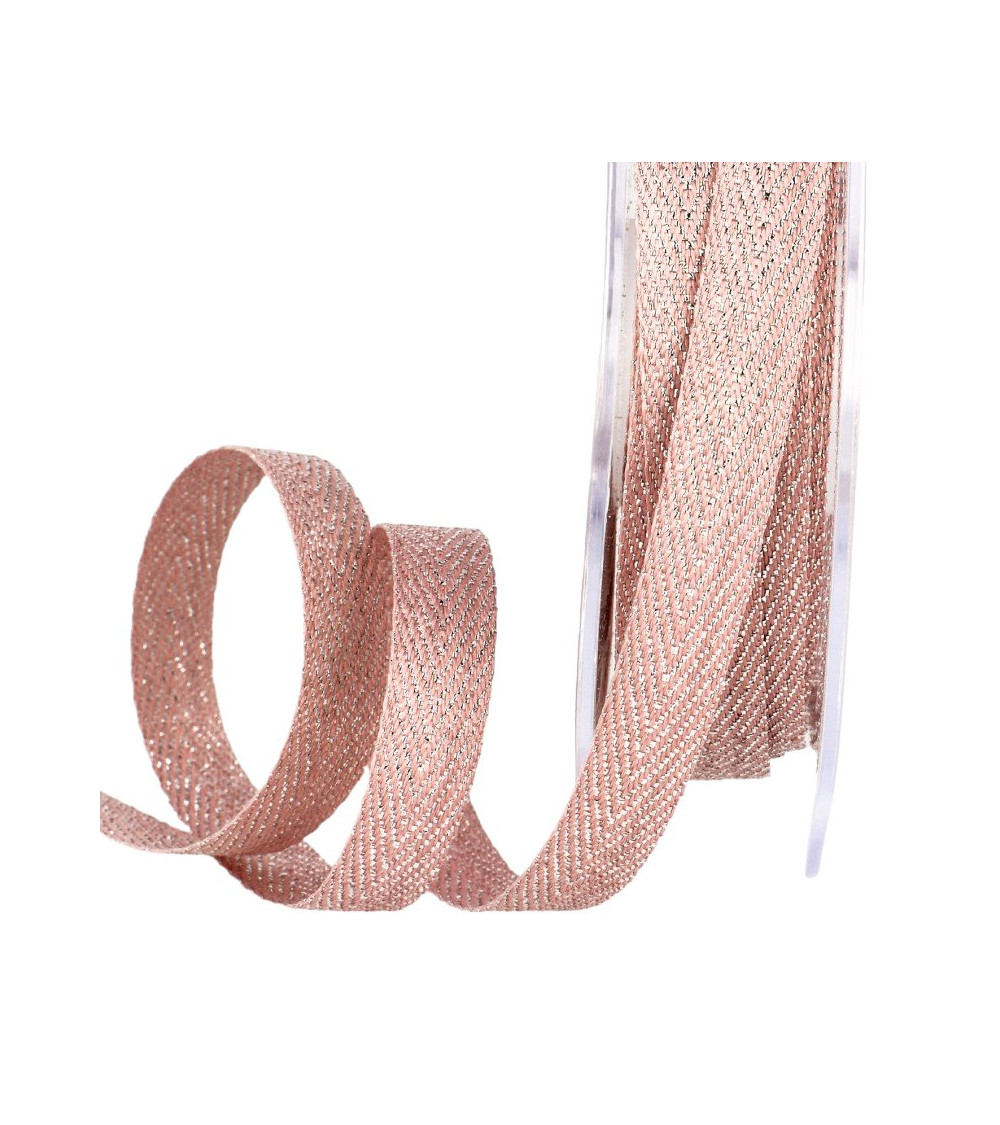 Bobina da 15 m Nastro chevron in metallo rosa chiaro