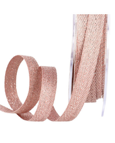 15-m-Spule. Hellrosa Metallband mit Chevron-Muster