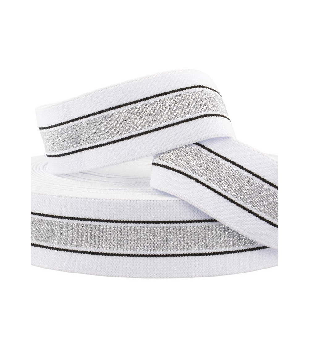 22m reel Elastic metal bands 40mm white