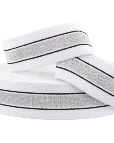 22m reel Elastic metal bands 40mm white