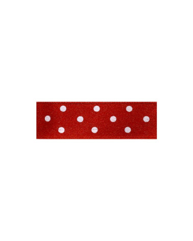 Disquette 25m ruban double face à pois rouge