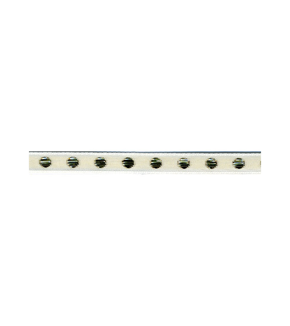 25m diskette braid 10mm white polka dots