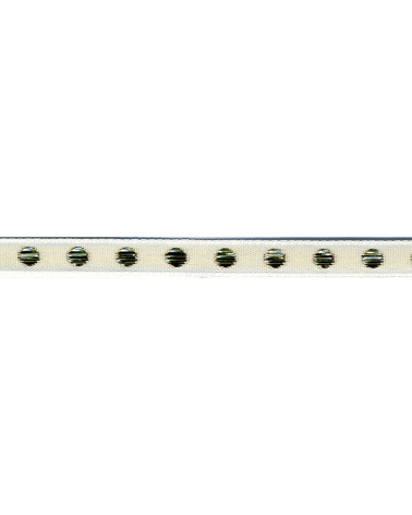 25m diskette braid 10mm white polka dots
