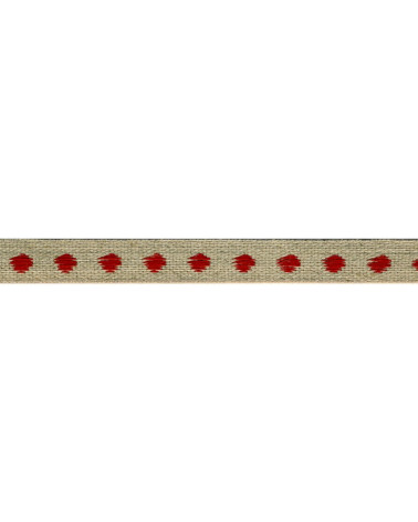 25m reel of brown red polka dot linen braid 11mm
