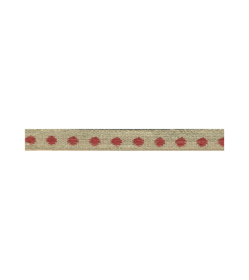 Bobina da 25 m di treccia di lino a pois rosa marrone da 11 mm