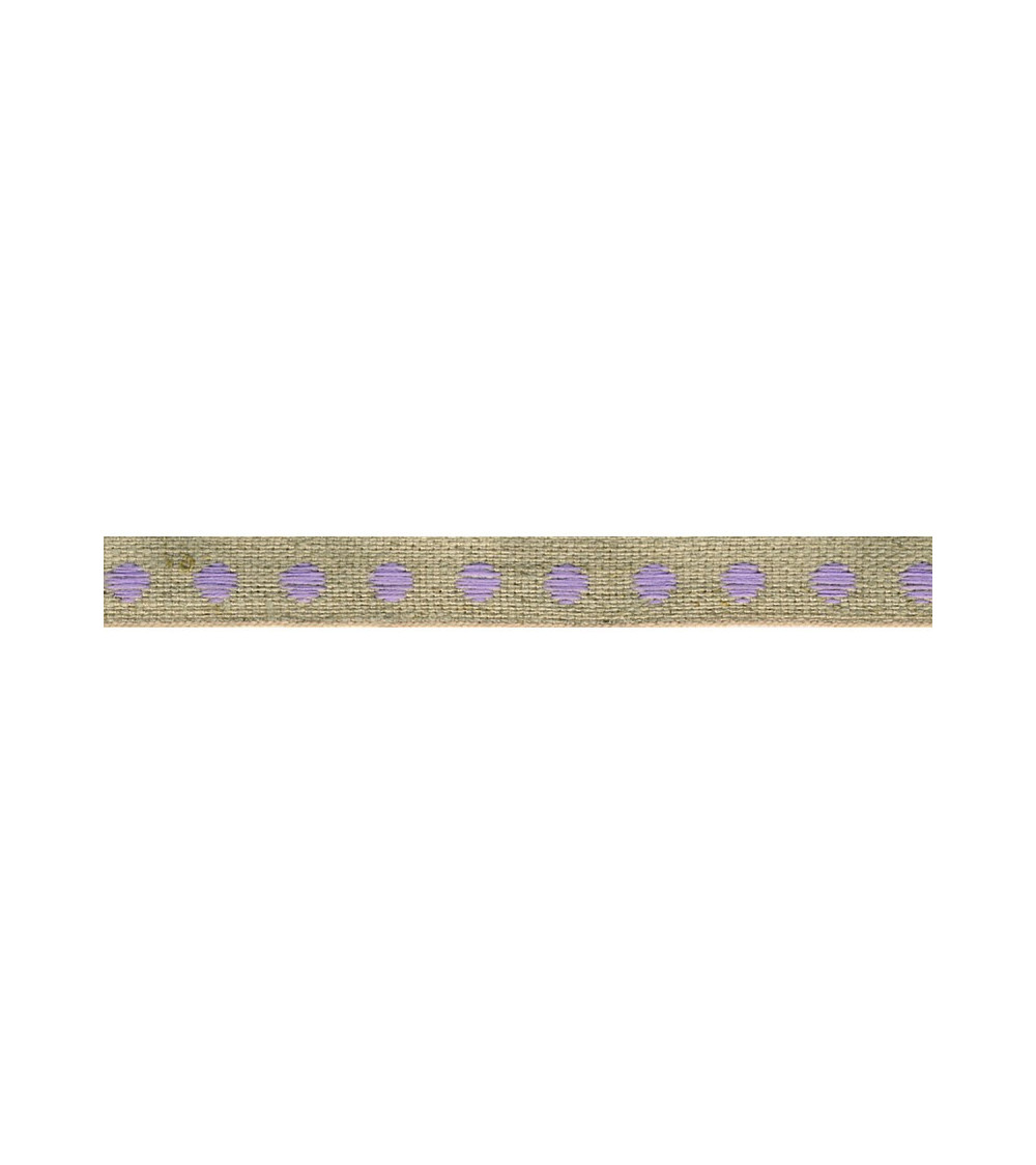 Bobina da 25 m di treccia di lino a pois marrone viola da 11 mm