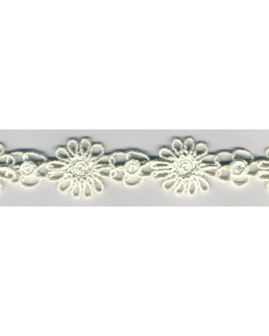 Disquette 10m dentelle guipure coton 24mm Blanc