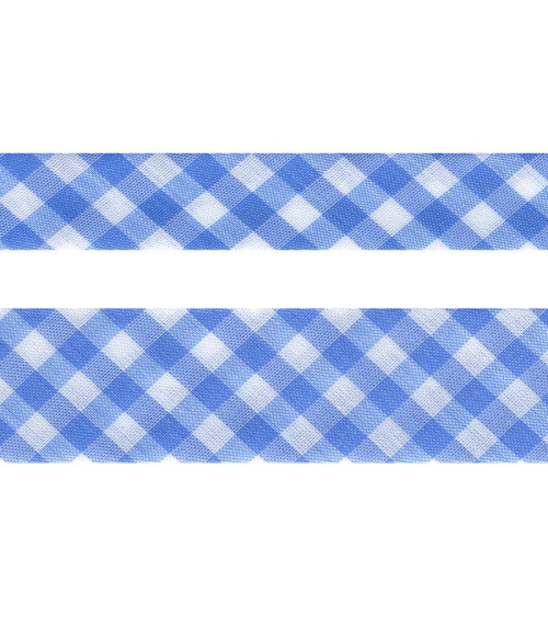 Diskette 25m Vichy bias woven Sky blue polyester and cotton