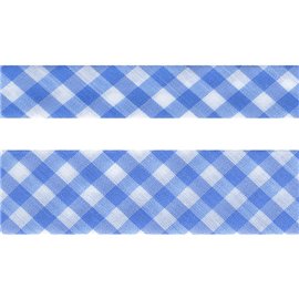 Disquette 25m biais Vichy tissé Bleu ciel polyester et coton