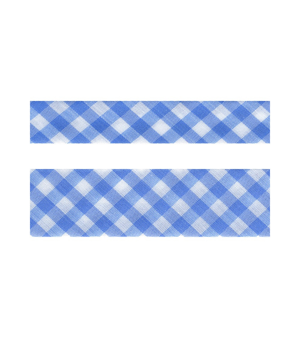 Diskette 25m Vichy bias woven Sky blue polyester and cotton