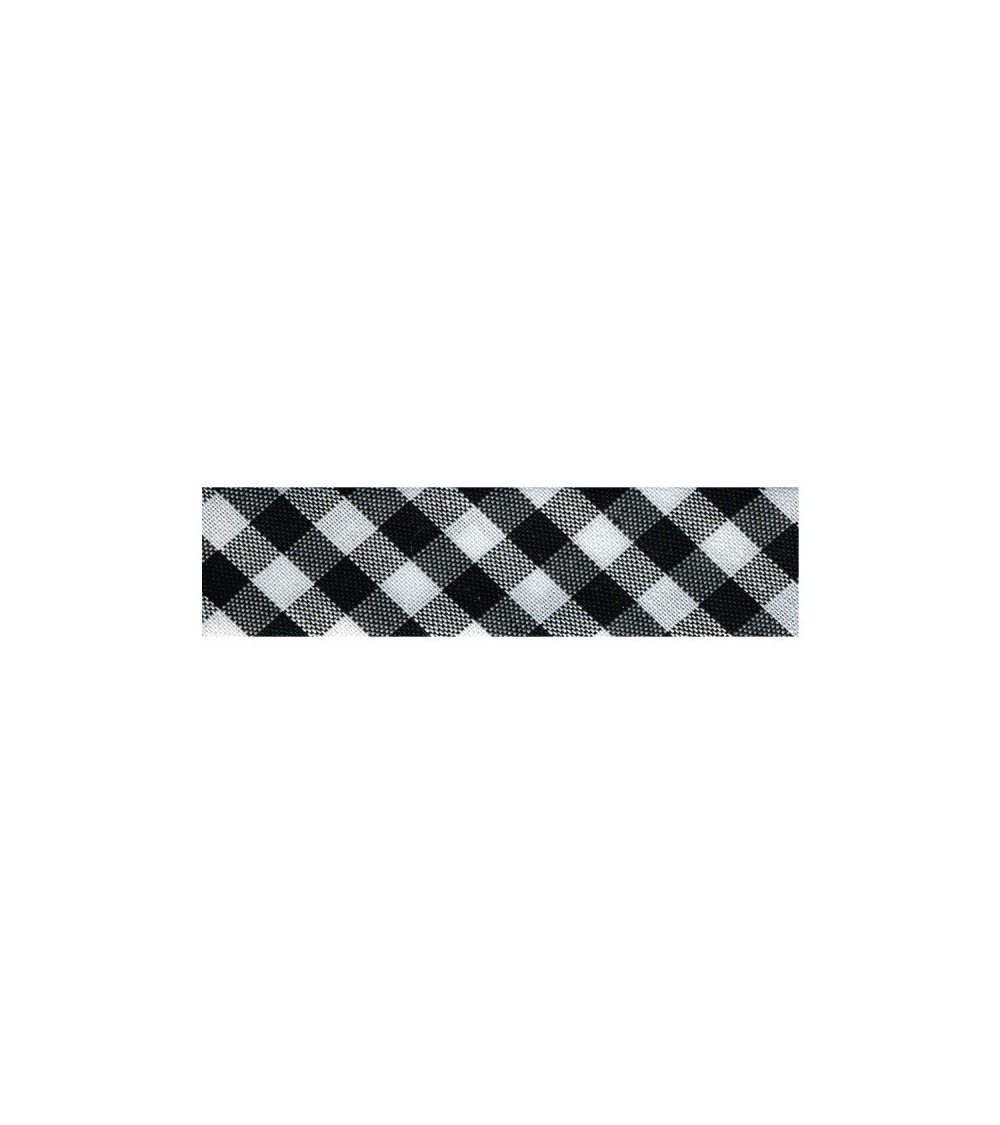 25m floppy disk woven Vichy bias Black polyester and cotton