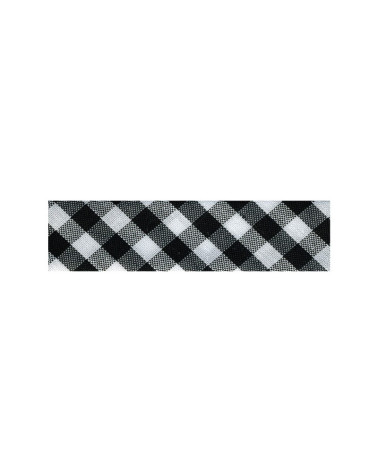 25m floppy disk woven Vichy bias Black polyester and cotton