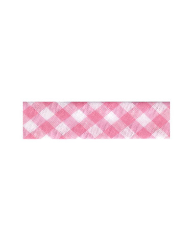 25m floppy disk, woven Vichy bias, light pink, polyester and cotton
