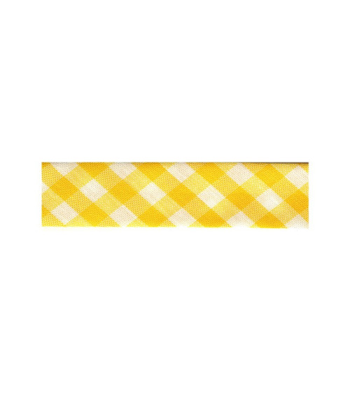 Floppy disk 25m woven Vichy bias Lemon yellow polyester and cotton
