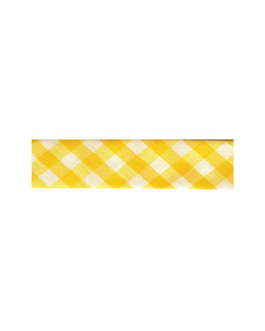Disquette 25m biais Vichy tissé Jaune citron polyester et coton