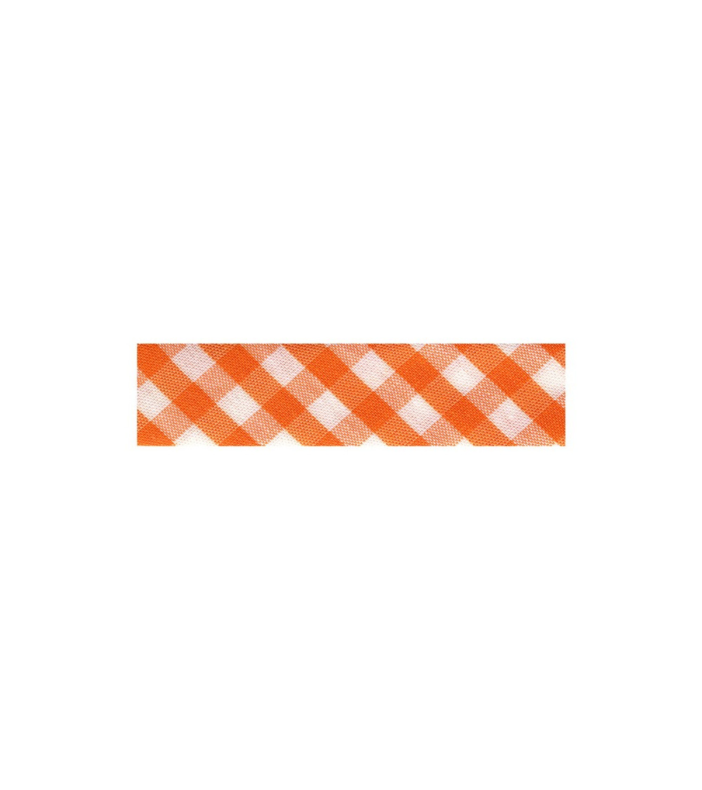 25m floppy disk, Orange woven Vichy bias, polyester and cotton